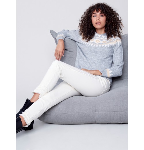 Jacquard Knit Ski Sweater - Gray Jacquard Knit Ski Sweater - Gray