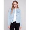 Jean Jacket with Frayed Edges - Bleach Blue Jean Jacket with Frayed Edges - Bleach Blue