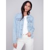 Jean Jacket with Frayed Edges - Bleach Blue Jean Jacket with Frayed Edges - Bleach Blue