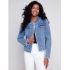 Jean Jacket with Frayed Edges - Medium Blue Jean Jacket with Frayed Edges - Medium Blue