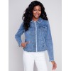 Jean Jacket with Frayed Edges - Medium Blue Jean Jacket with Frayed Edges - Medium Blue