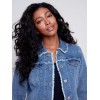 Jean Jacket with Frayed Edges - Medium Blue Jean Jacket with Frayed Edges - Medium Blue