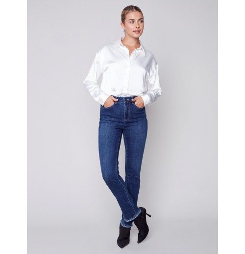 Jeans with Eyelet Hem Detail - Indigo Jeans with Eyelet Hem Detail - Indigo