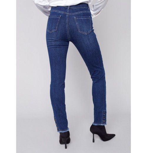 Jeans with Eyelet Hem Detail - Indigo Jeans with Eyelet Hem Detail - Indigo