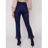 Jeans with Removable Feather Hem - Blue Black Jeans with Removable Feather Hem - Blue Black