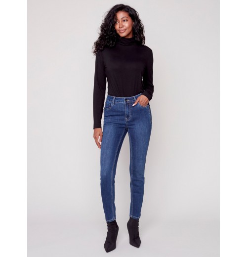 Jeans with Zipper Pocket Detail - Indigo Jeans with Zipper Pocket Detail - Indigo