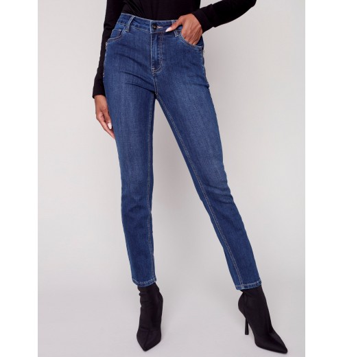 Jeans with Zipper Pocket Detail - Indigo Jeans with Zipper Pocket Detail - Indigo