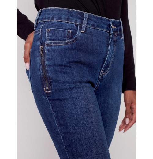 Jeans with Zipper Pocket Detail - Indigo Jeans with Zipper Pocket Detail - Indigo