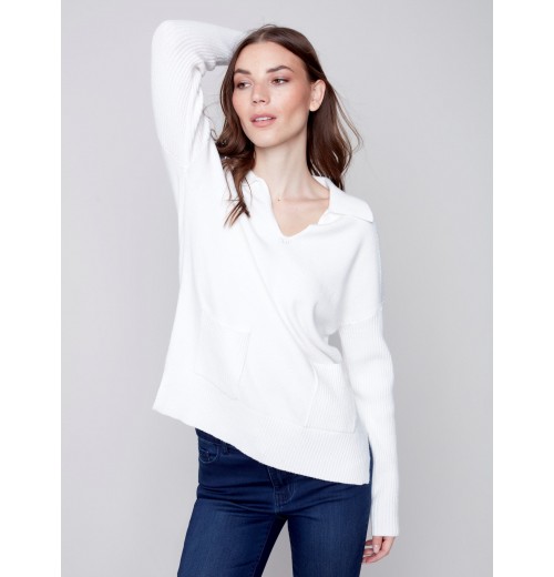 Johnny Collar Sweater - Cream Johnny Collar Sweater - Cream