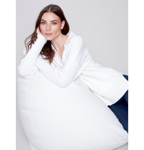 Johnny Collar Sweater - Cream Johnny Collar Sweater - Cream