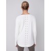 Knit Sweater with Back Lace-up Detail - Ecru Knit Sweater with Back Lace-up Detail - Ecru