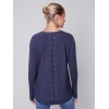 Knit Sweater with Back Lace-up Detail - Denim Knit Sweater with Back Lace-up Detail - Denim