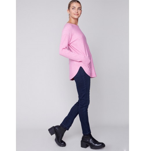 Knit Sweater with Back Lace-up Detail - Orchid Knit Sweater with Back Lace-up Detail - Orchid