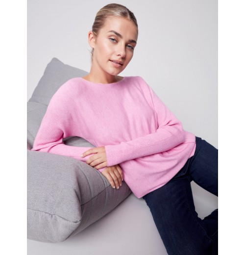 Knit Sweater with Back Lace-up Detail - Orchid Knit Sweater with Back Lace-up Detail - Orchid