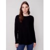 Knit Sweater with Back Lace-up Detail - Black Knit Sweater with Back Lace-up Detail - Black