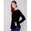Knit Sweater with Back Lace-up Detail - Black Knit Sweater with Back Lace-up Detail - Black