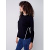 Knit Sweater with Diagonal Zipper Detail - Black Knit Sweater with Diagonal Zipper Detail - Black