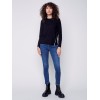 Knit Sweater with Diagonal Zipper Detail - Black Knit Sweater with Diagonal Zipper Detail - Black