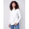 Knit Sweater with Lace-up Cuffs - Ecru Knit Sweater with Lace-up Cuffs - Ecru