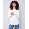 Knit Sweater with Lace-up Cuffs - Ecru Knit Sweater with Lace-up Cuffs - Ecru
