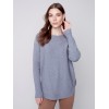 Knit Sweater with Lace-up Cuffs - Gray Knit Sweater with Lace-up Cuffs - Gray