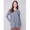 Knit Sweater with Lace-up Cuffs - Gray Knit Sweater with Lace-up Cuffs - Gray
