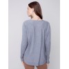 Knit Sweater with Lace-up Cuffs - Gray Knit Sweater with Lace-up Cuffs - Gray