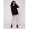 Knit Sweater with Lace-up Cuffs - Black Knit Sweater with Lace-up Cuffs - Black