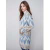 Long Jacquard Knit Cardigan - Denim Long Jacquard Knit Cardigan - Denim