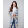 Long Jacquard Knit Cardigan - Denim Long Jacquard Knit Cardigan - Denim