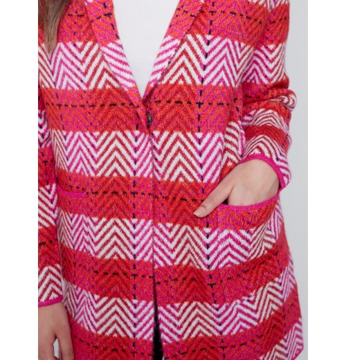 Long Plaid Cardigan with Shawl Collar - Orchid Long Plaid Cardigan with Shawl Collar - Orchid