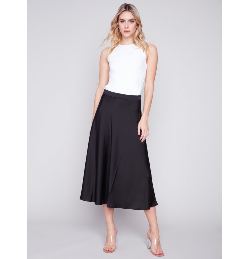 Long Satin Skirt - Black Long Satin Skirt - Black
