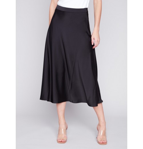 Long Satin Skirt - Black Long Satin Skirt - Black