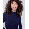 Mock Neck Rib Sweater - Navy Mock Neck Rib Sweater - Navy