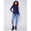 Mock Neck Rib Sweater - Navy Mock Neck Rib Sweater - Navy