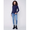 Mock Neck Rib Sweater - Navy Mock Neck Rib Sweater - Navy
