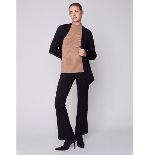 Mock Neck Rib Sweater - Truffle Mock Neck Rib Sweater - Truffle