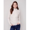 Mock Neck Sweater with Honeycomb Stitch - Almond Mock Neck Sweater with Honeycomb Stitch - Almond