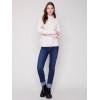 Mock Neck Sweater with Honeycomb Stitch - Almond Mock Neck Sweater with Honeycomb Stitch - Almond
