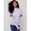 Mock Neck Sweater with Smiley Stitching - Gray Mock Neck Sweater with Smiley Stitching - Gray
