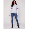 Mock Neck Sweater with Smiley Stitching - Gray Mock Neck Sweater with Smiley Stitching - Gray