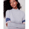 Mock Neck Sweater with Smiley Stitching - Gray Mock Neck Sweater with Smiley Stitching - Gray