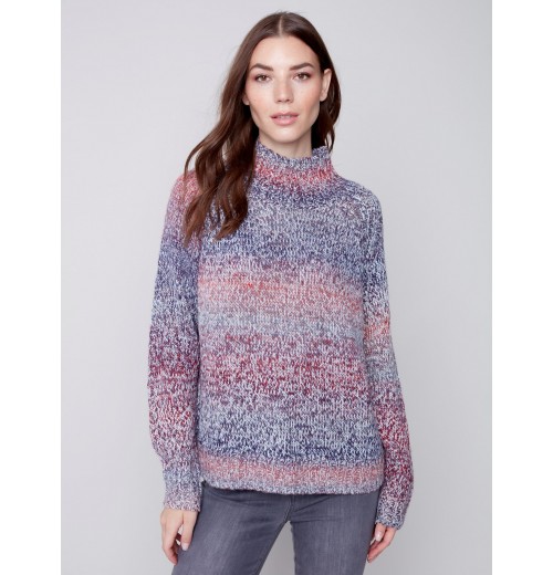 Flex Yarn Sweater with Mock Neck - Multicolor Flex Yarn Sweater with Mock Neck - Multicolor