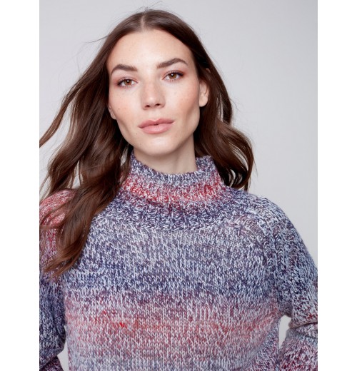 Flex Yarn Sweater with Mock Neck - Multicolor Flex Yarn Sweater with Mock Neck - Multicolor