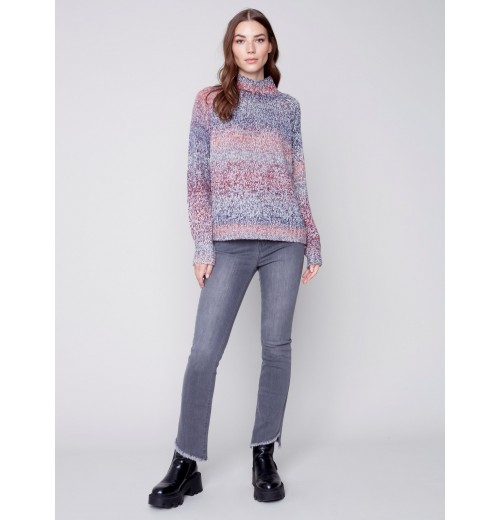 Flex Yarn Sweater with Mock Neck - Multicolor Flex Yarn Sweater with Mock Neck - Multicolor