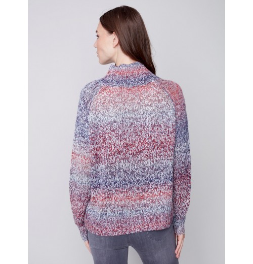 Flex Yarn Sweater with Mock Neck - Multicolor Flex Yarn Sweater with Mock Neck - Multicolor