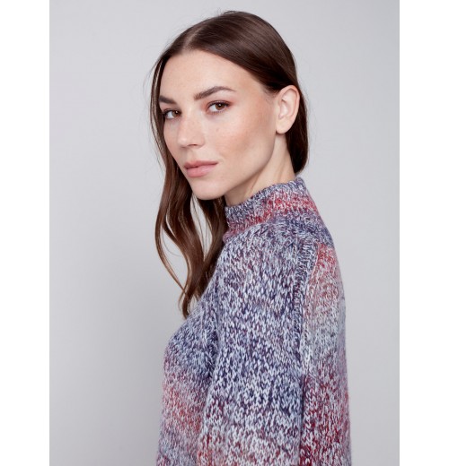 Flex Yarn Sweater with Mock Neck - Multicolor Flex Yarn Sweater with Mock Neck - Multicolor