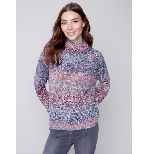 Flex Yarn Sweater with Mock Neck - Multicolor Flex Yarn Sweater with Mock Neck - Multicolor
