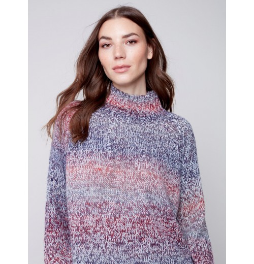 Flex Yarn Sweater with Mock Neck - Multicolor Flex Yarn Sweater with Mock Neck - Multicolor