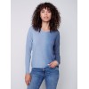 Ombré V-Neck Knit Top - Indigo Ombré V-Neck Knit Top - Indigo